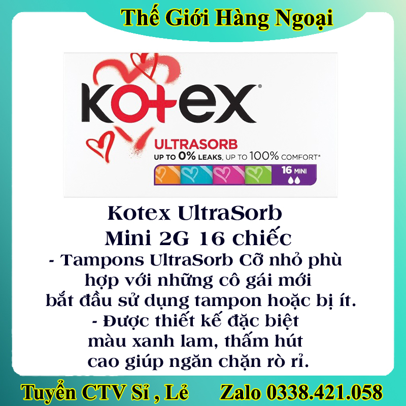 Băng Vệ Sinh TAMPON Kotex các size - Hàng Châu Âu
