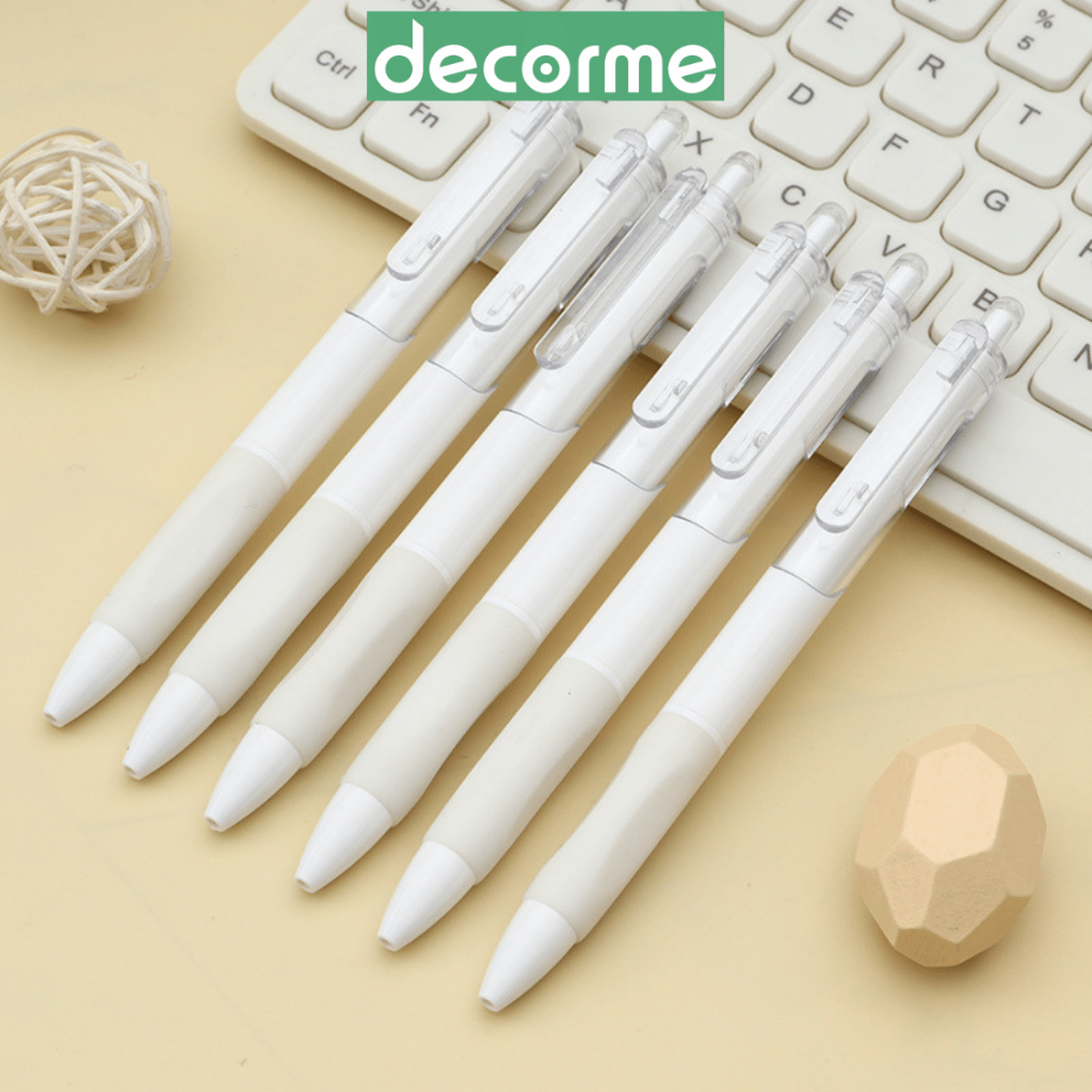 Bộ 6 Bút gel Decorme bút Muji bút gel bấm mực đen xanh đỏ viết đều cực thích mực Muji văn phòng phẩm 0.5mm
