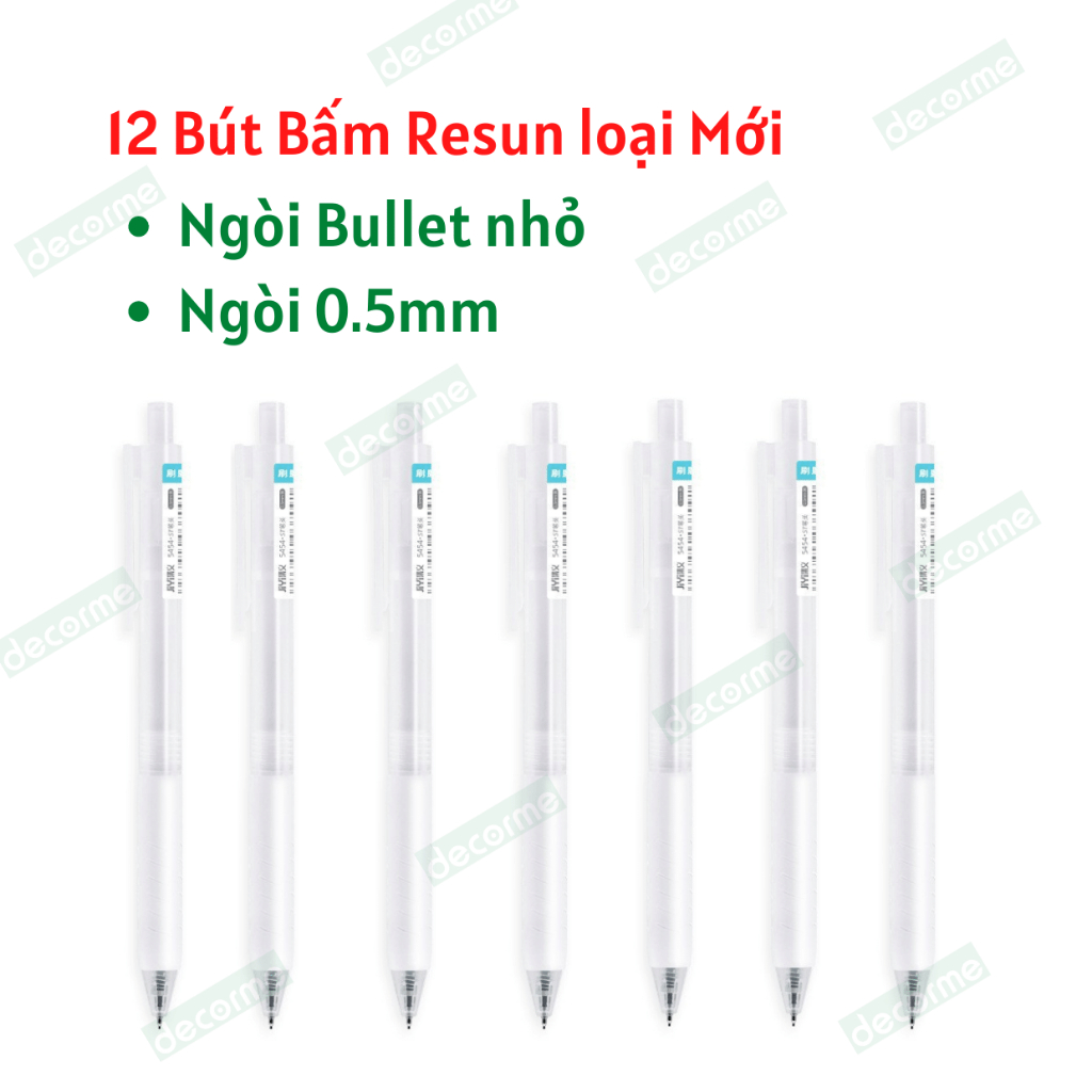 Bộ 6 Bút gel Decorme bút Muji bút gel bấm mực đen xanh đỏ viết đều cực thích mực Muji văn phòng phẩm 0.5mm