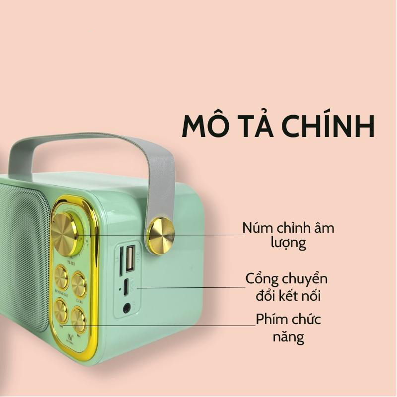 Loa Karaoke Bluetooth Mini YS105 và YS103 Kèm Micro Không Dây, Micro Hút Giọng, Thay Đổi Giọng Hát, Âm Thanh Siêu Hay