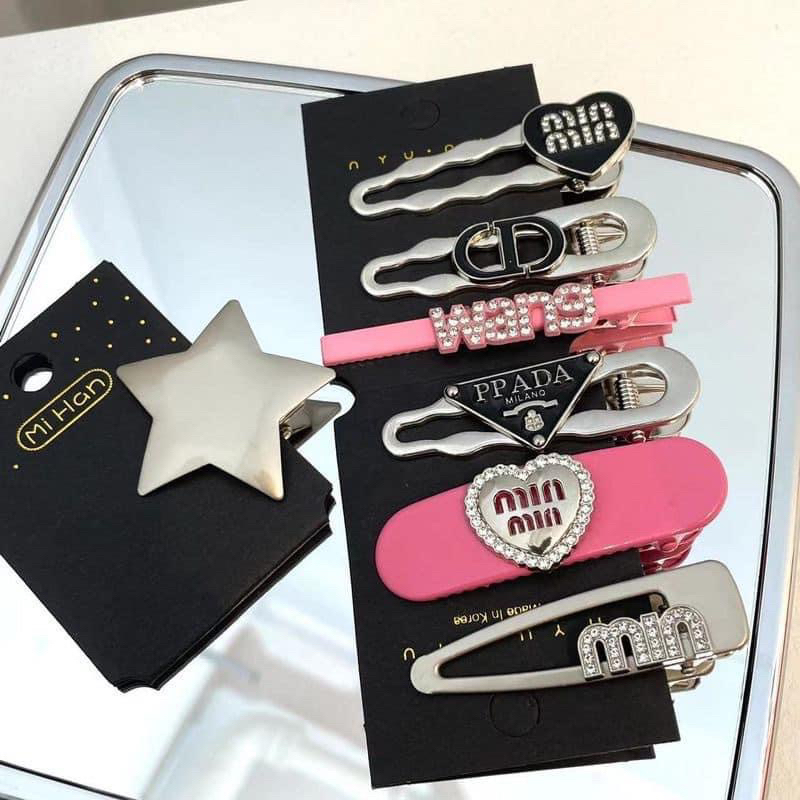 Set 7 Kẹp Tóc Đính Đá Trái Tim Ngôi Sao Thời Trang Phong Cách Y2K Cho Nữ