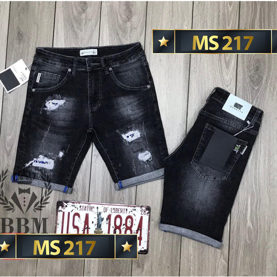 Quần short jean nam chất bò co giãn- quần lửng nam màu đen rách phong cách PN SHOP90 ms219