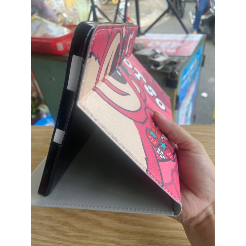 Bao da Samsung Tab S6 lite / S6lite gấu dâu thời trang .