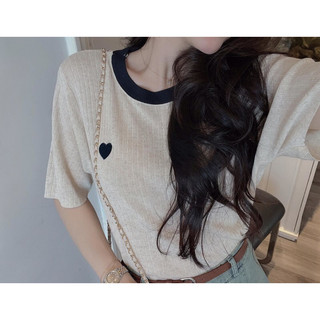 @𝗆𝗈𝗈𝗇𝗂 𝖻𝖺𝖾𝖾 _ áo len cộc tay mỏng thêu tim