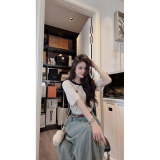 @𝗆𝗈𝗈𝗇𝗂 𝖻𝖺𝖾𝖾 _ Áo len cộc tay mỏng thêu tim ( còn than)