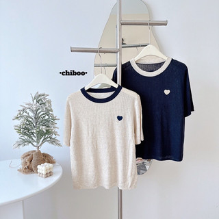 @𝗆𝗈𝗈𝗇𝗂 𝖻𝖺𝖾𝖾 _ Áo len cộc tay mỏng thêu tim ( còn than)