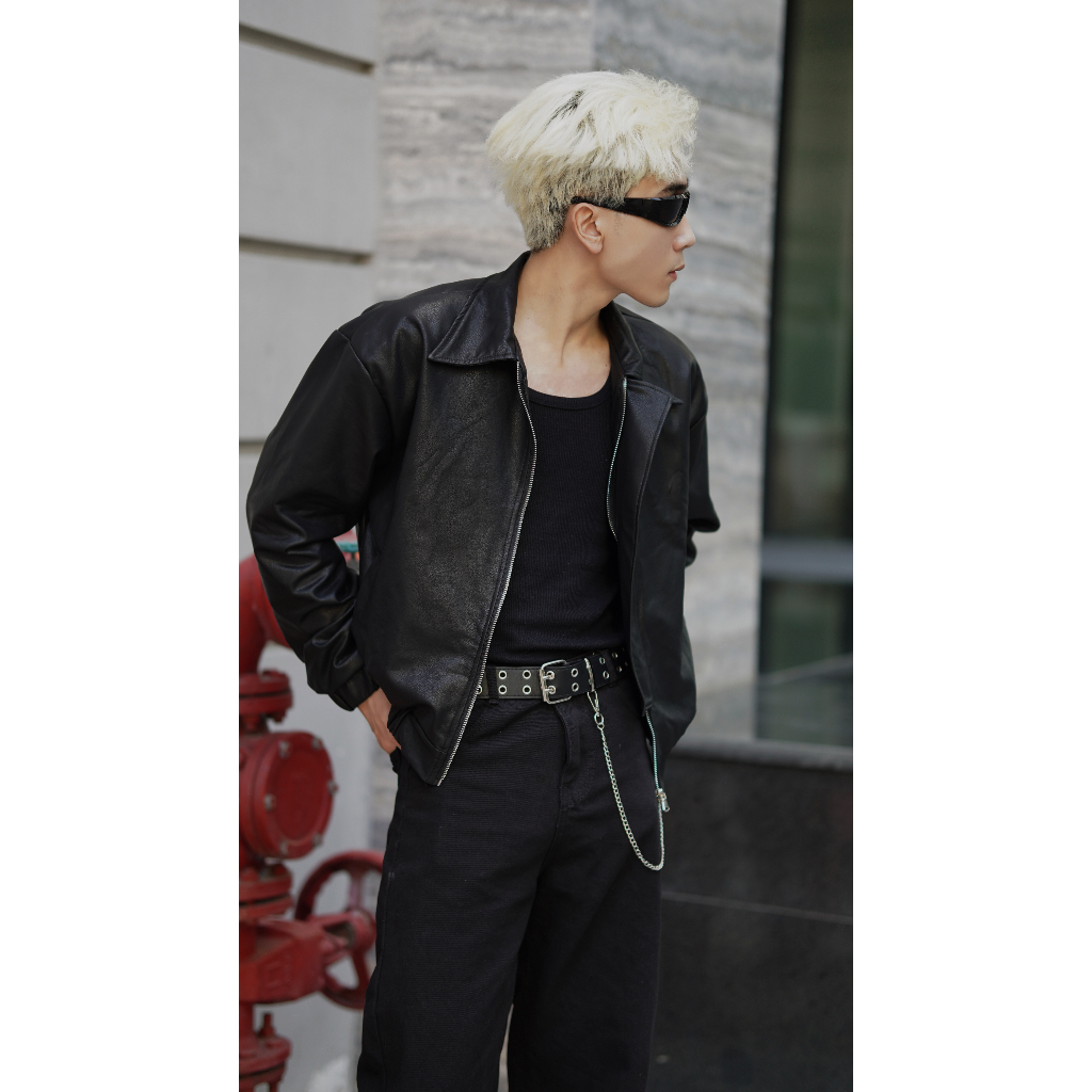 Áo khoác nam STEVE77, chất da PU nhập khẩu cao cấp | LEATHER CROP