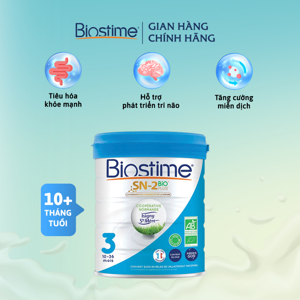 Sữa Tăng Khả Năng Hấp Thu Cho Bé Biostime SN-2 Bio Plus Organic - Sữa bò Organic Giúp Bé Phát Triển Toàn Diện