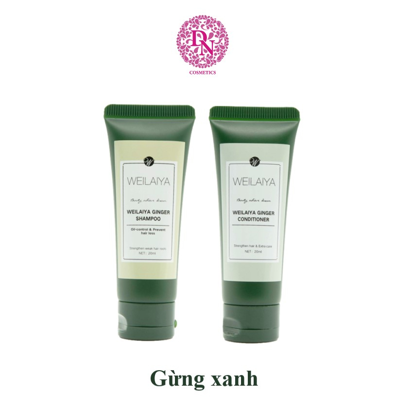 Dầu Gội Xả Gừng Xanh Hà Thủ Ô WEILAIYA, Giảm Rụng Tóc, Kích Mọc Tóc (400ml + 250ml)