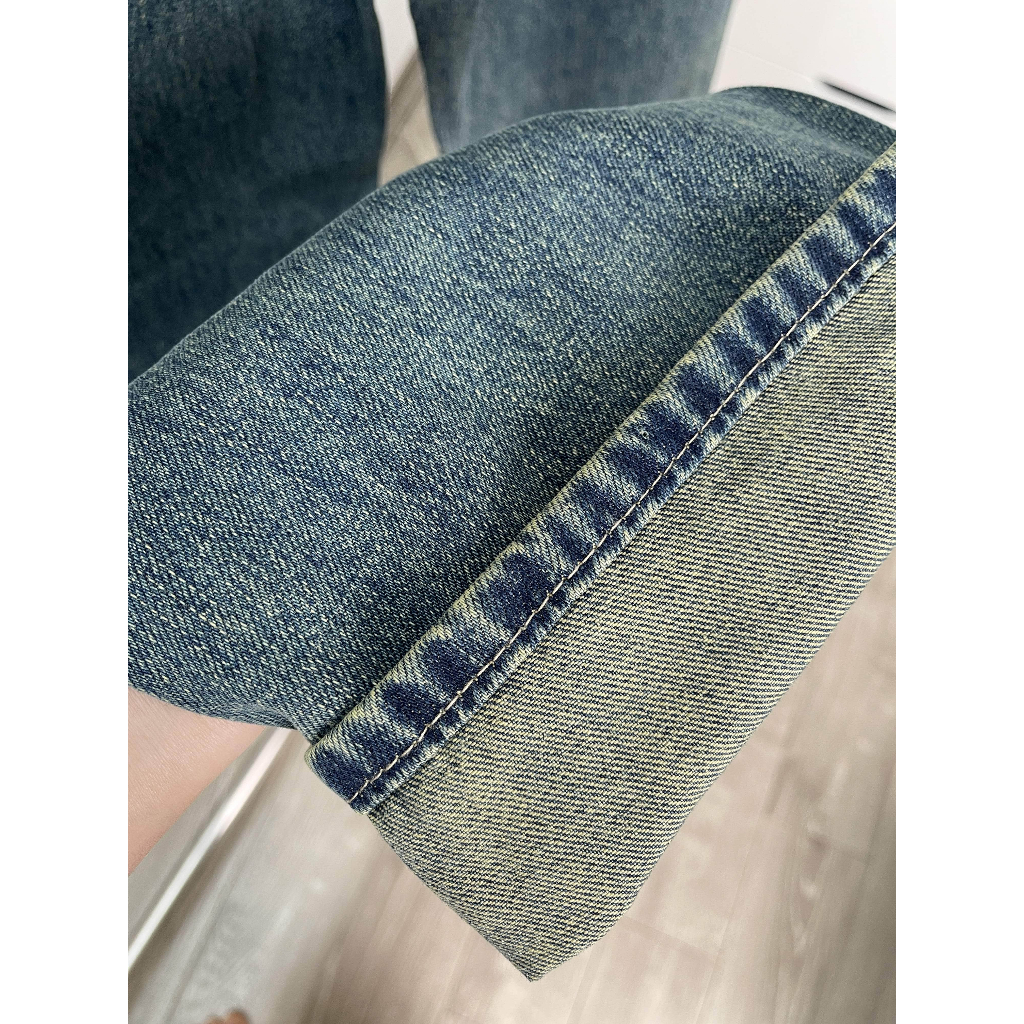 Quần jeans MC21.STUDIOS dáng dài ống suông lưng cạp cao bigsize Ulzzang Streetwear Hàn Quốc chất denim bò xịn Q3714