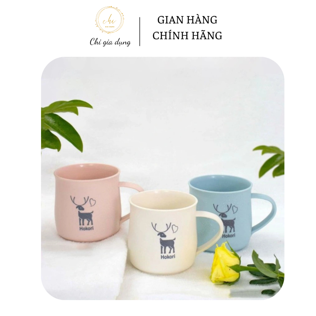 Cốc nhựa Hokori 350ml Việt Nhật chịu nhiệt tốt, cốc uống nước màu sắc xinh xắn có quai cầm