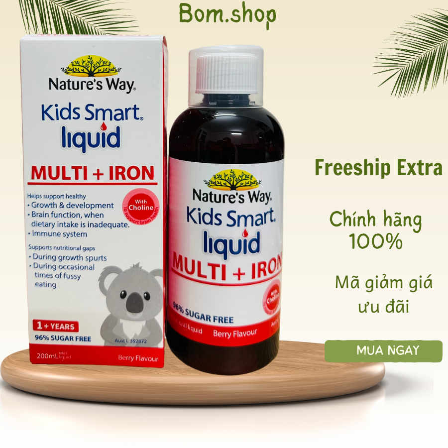 (Date 2025) Nature 'WAY KIDS SMART MULTI - Siro uống bổ sung Vitamin + Sắt cho bé phát trển toàn diện🔥sắt nước