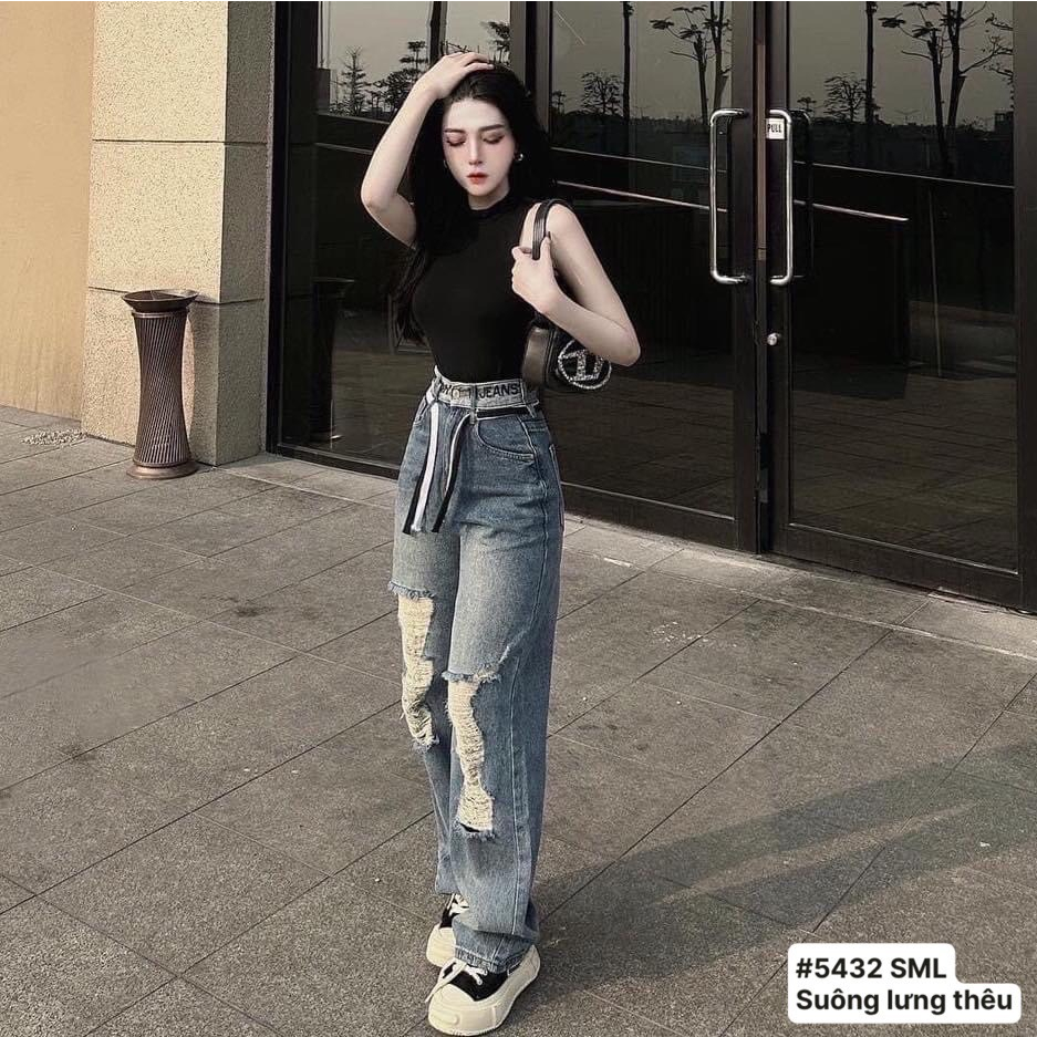 Baggy rách lưng có dây buộc cá tính kèm ảnh thật trải sàn đủ size SML