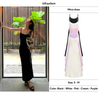 Đầm dài 2 dây trơn Killsystem Mina dress dáng suông dài xoè nhẹ phần đuôi chất thun gân có nhiều màu
