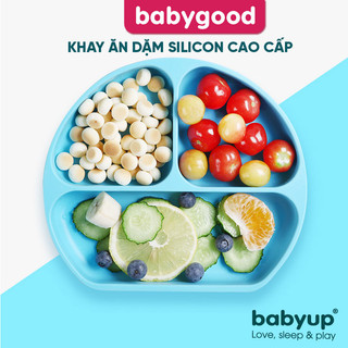 Khay ăn dặm silicon cao cấp 3 ngăn có đế hút chống dính. Kèm Muỗng + Dĩa