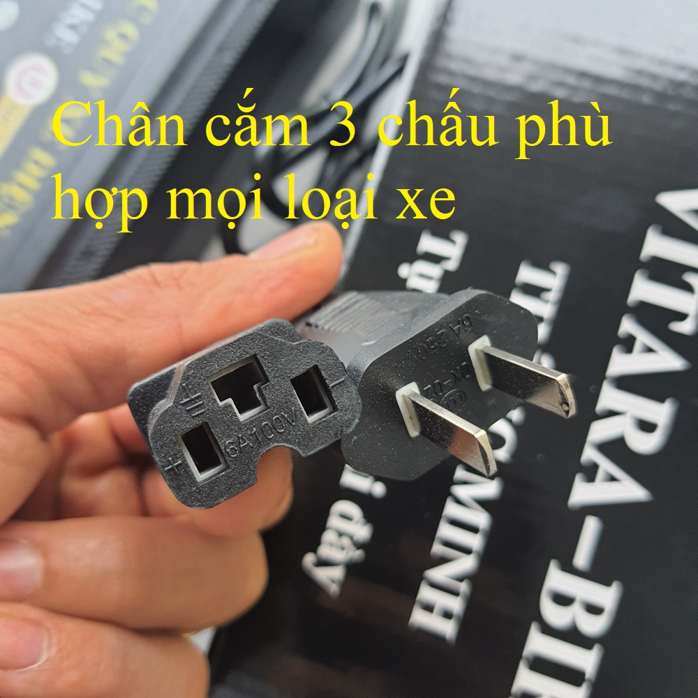 Sạc xe đạp điện 60V-20Ah Vitara-Bike chân đặc thông mình tự ngắt khi đầy có quạt tản nhiệt đèn báo khi sạc