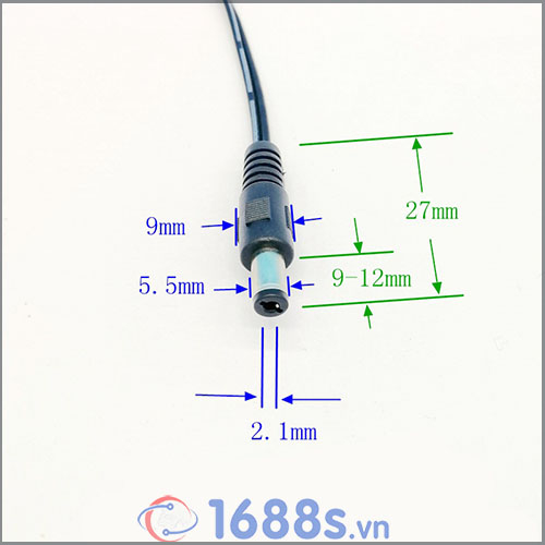 Dây nguồn, jack nguồn, đầu nối DC 12V - 5.5*2.1mm  - 1688s.vn