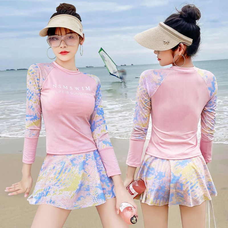 Đồ bơi nữ dài tay chân váy rời chống nắng kín đáo