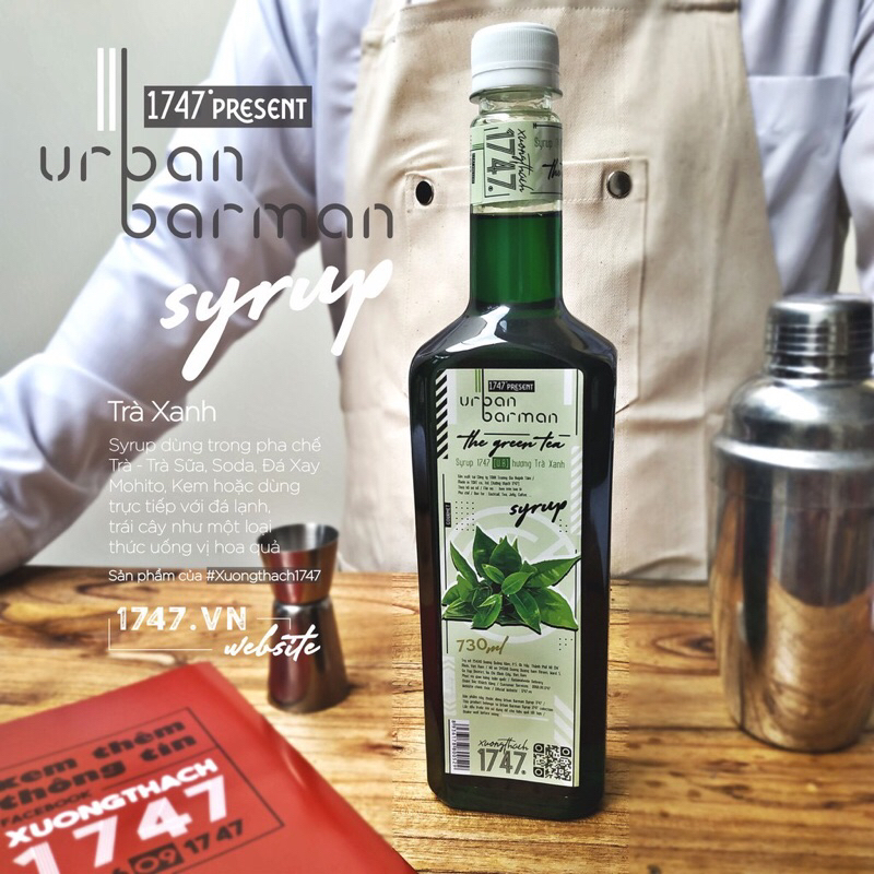 Syrup Trà xanh Urban Barman chai 730ml
