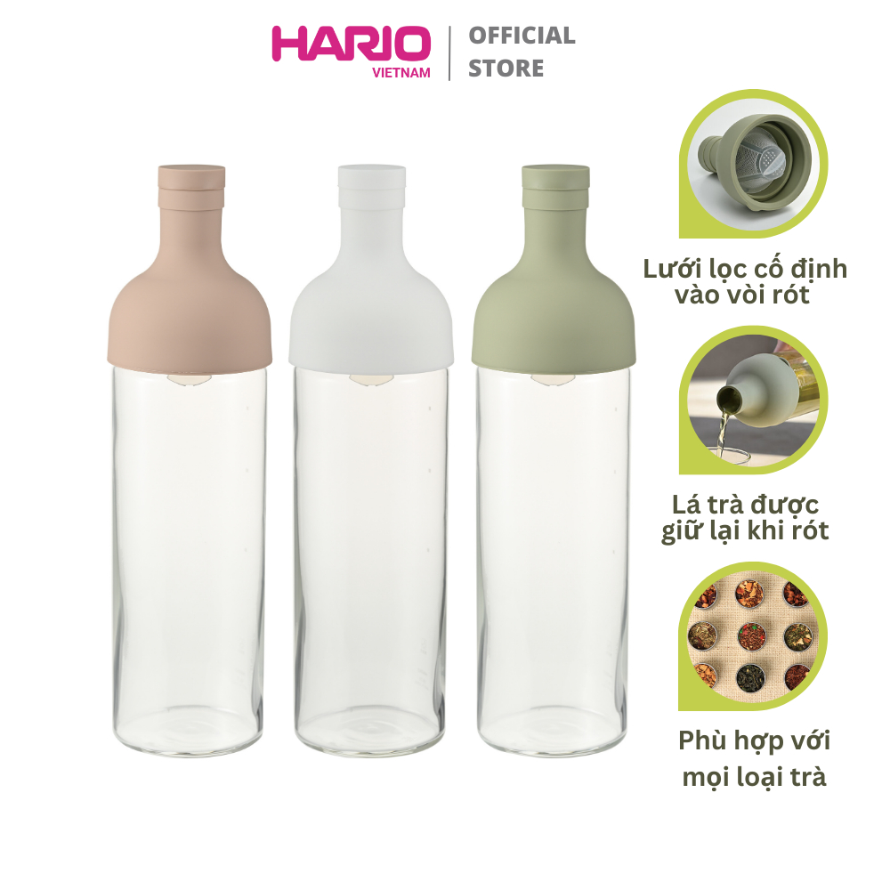 Bình pha trà cold brew Hario Filter-in Bottle FIB 300ml / 750ml (chất liệu thủy tinh, nhiều màu)