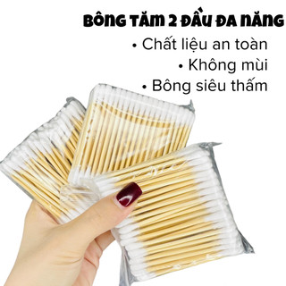 Gói 100 tăm bông cán gỗ thiên nhiên tiện lợi