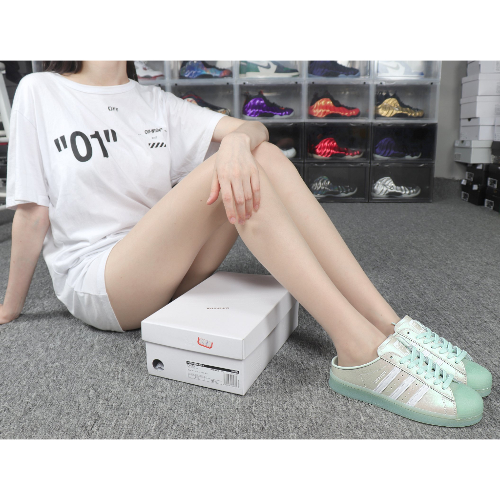Chính Hãng Giày Adidas Superstar Mule màu Mint v Hồng