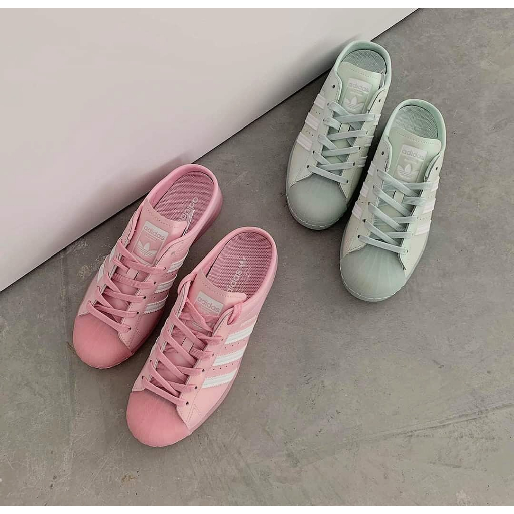 Chính Hãng Giày Adidas Superstar Mule màu Mint v Hồng