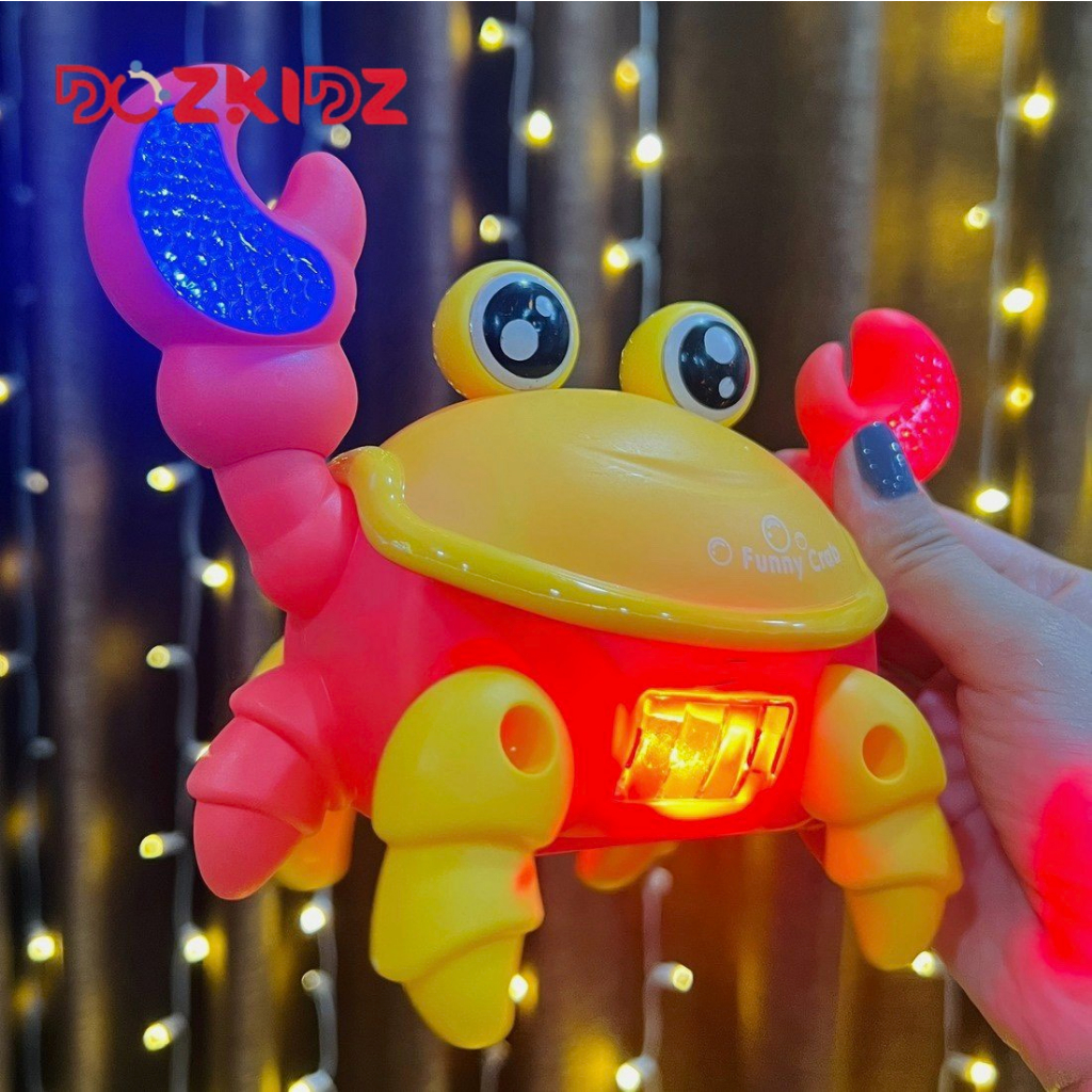 Đồ chơi con cua chạy pin có nhạc có đèn, dây kéo vui nhộn cho bé, hot trend 2023  - Dozkidz