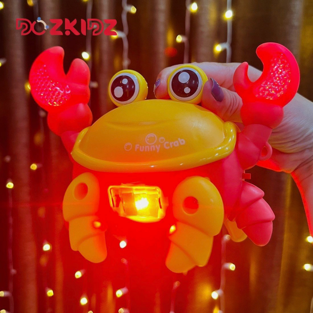 Đồ chơi con cua chạy pin có nhạc có đèn, dây kéo vui nhộn cho bé, hot trend 2023  - Dozkidz