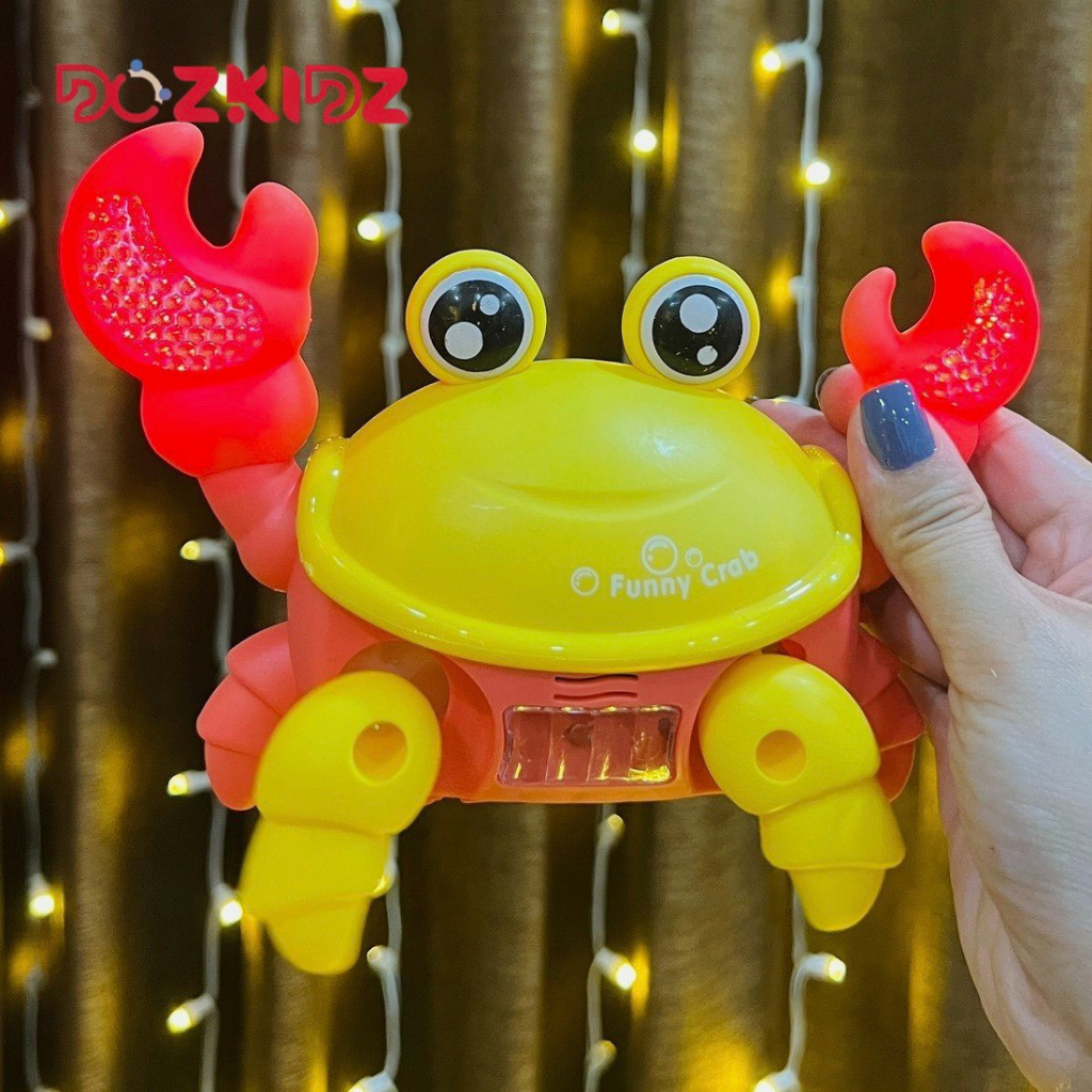 Đồ chơi con cua chạy pin có nhạc có đèn, dây kéo vui nhộn cho bé, hot trend 2023  - Dozkidz