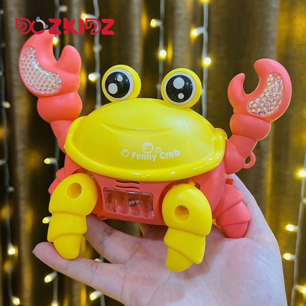 Đồ chơi con cua chạy pin có nhạc có đèn, dây kéo vui nhộn cho bé, hot trend 2023  - Dozkidz