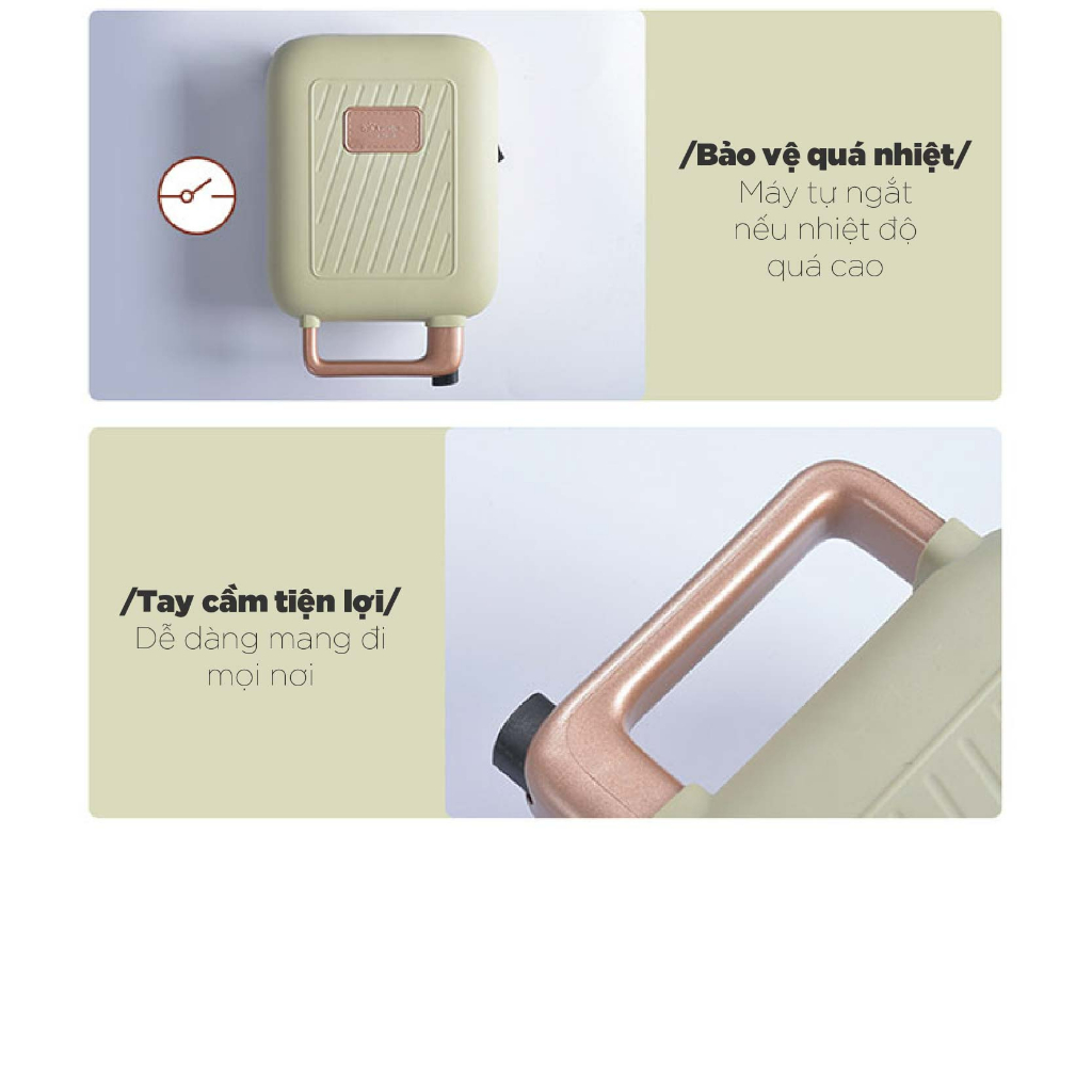 Máy Kẹp Nướng Bánh Mì, Sandwich Đa Năng Bear DBC C06M1, 600W, Làm Bánh Waffle, Hình DángThú, Hàng Chính Hãng, BH 18th