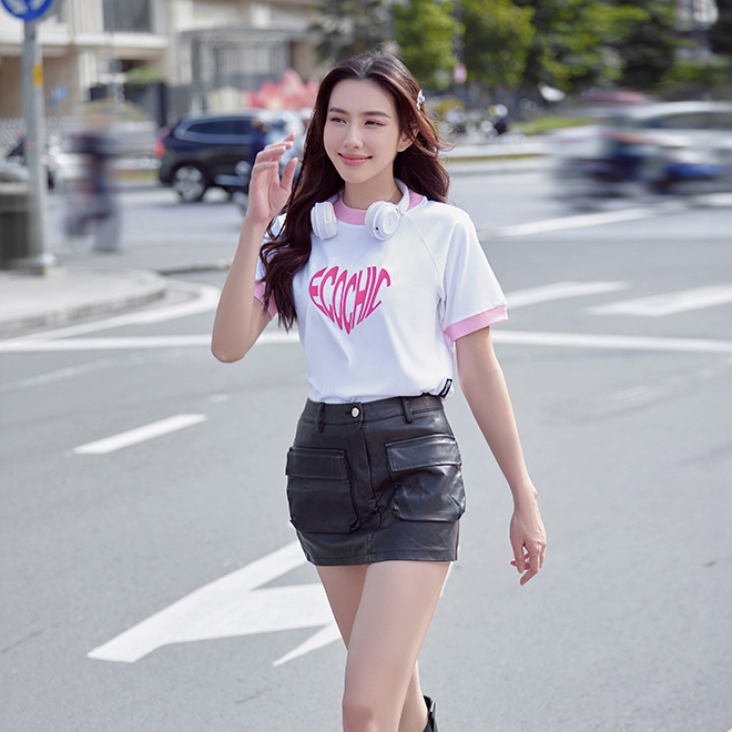 Áo Thun Baby Tee ECOCHIC HEART Thêu Logo Tim 100% Cotton 250gsm F030