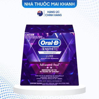 Miếng dán trắng răng Oral B 3D White Luxe Advance Seal Whitening Treatment (Hộp 14m)