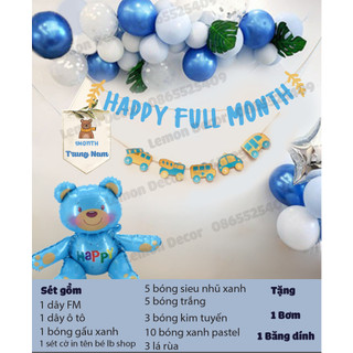 Sét bóng đầy tháng cho bé trai xanh dương cá tính-Lemondecor