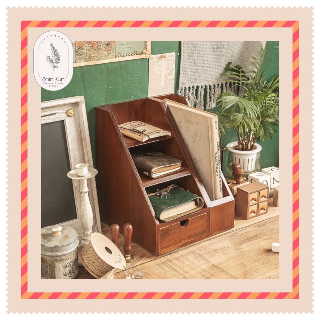 Kệ Sách Để Bàn Đựng Tài Liệu Đồ Văn Phòng Hình Thang Vintage SS73