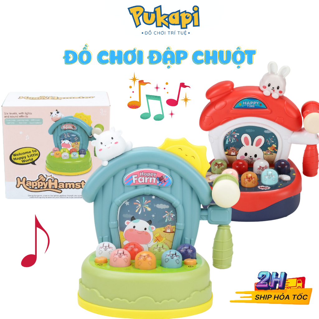 Đồ Chơi Đập chuột có đàn đèn vui nhộn Đồ Chơi Đập Thỏ Đập Bò giúp bé phát triển toàn diên PUKAPI