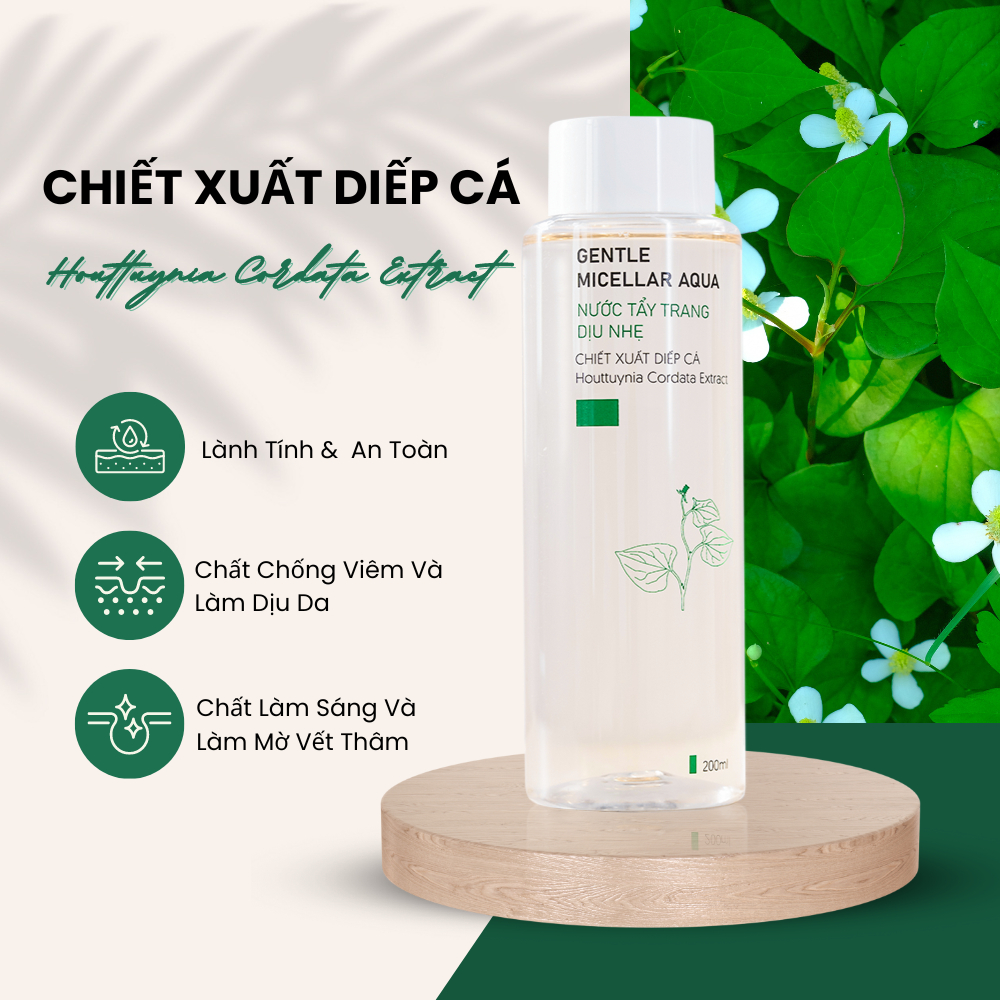 Nước Tẩy Trang- Chiết Xuất Diếp Cá- Gentle Micellar Aqua- Homisilk