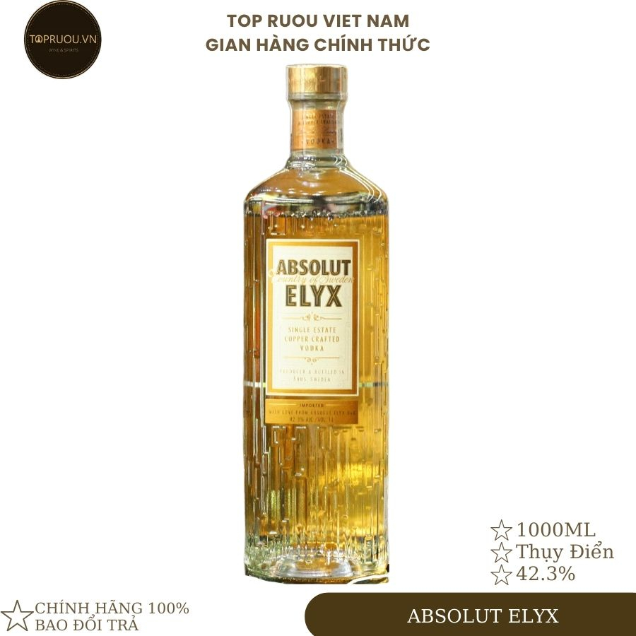 [Top Rượu VN] Rượu Vodka TOP RƯỢU - Absolut Elyx 1000ml [Chính Hãng]