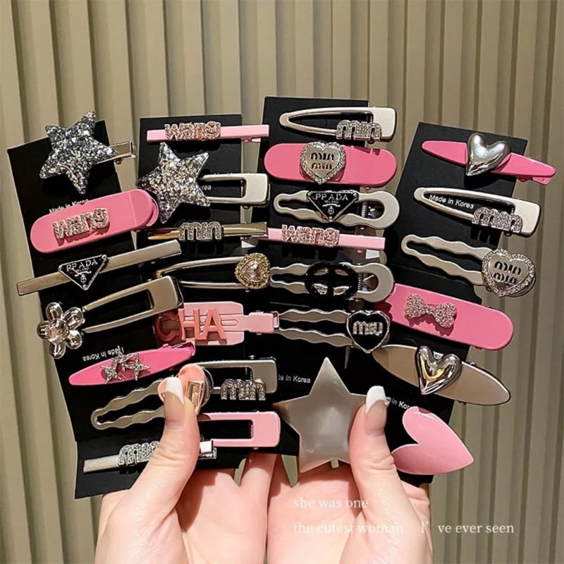 Sét 7 kẹp tóc mạ bạc siêu sang chảnh cho các nàng siêu xinh siêu xịn