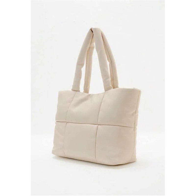FRZ-Túi tote công sở vừa laptop  Elia puffy tote bag--Tone trắng kem puffy sang chảnh