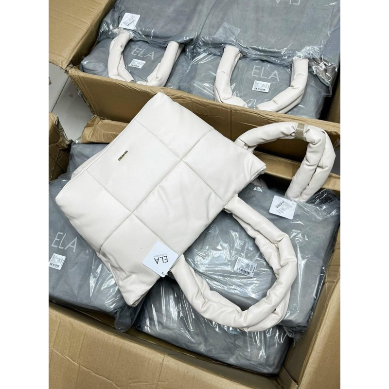 FRZ-Túi tote công sở vừa laptop  Elia puffy tote bag--Tone trắng kem puffy sang chảnh