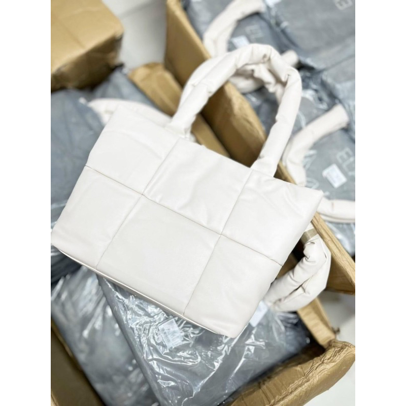 FRZ-Túi tote công sở vừa laptop  Elia puffy tote bag--Tone trắng kem puffy sang chảnh