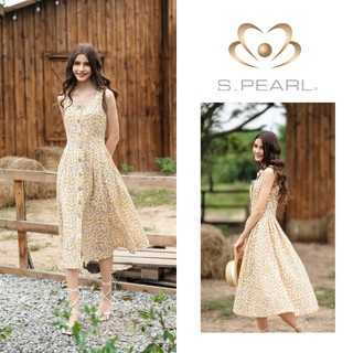 Đầm xòe nữ SPEARL váy dáng ôm eo sát nách - 23LF3A6816124