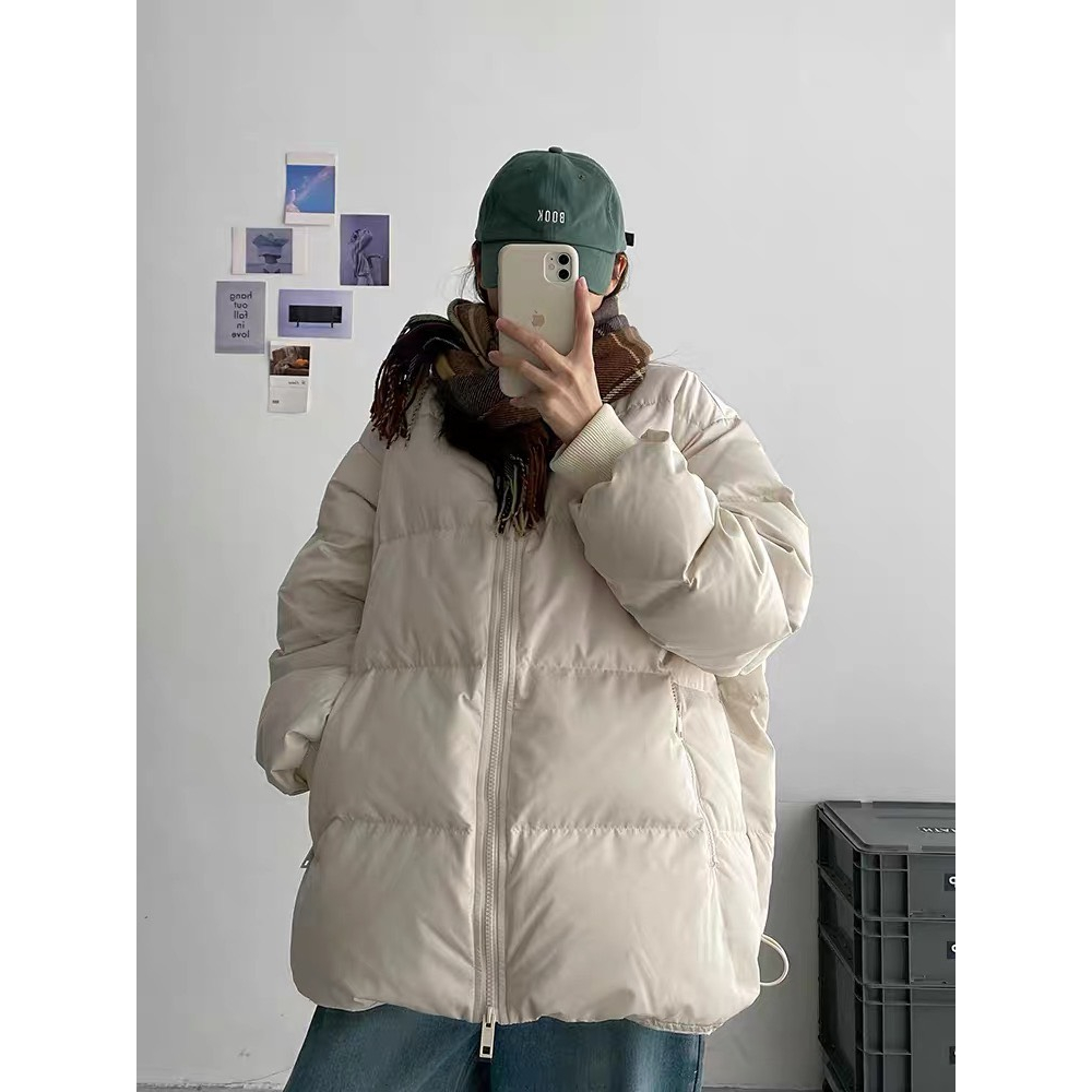 Áo khoác phao béo trần bông 3 lớp dày dặn siêu ấm đi du dịch đi chơi 2 màu đen trắng phong cách ulzzang hottrend DELIZ