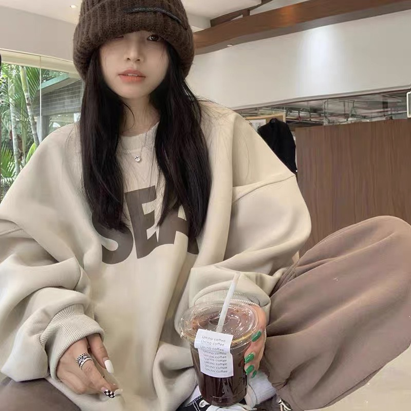 Áo nỉ sweater nữ unisex cổ trong dáng rộng basic phong cách ulzzang hàn quốc DELIZ