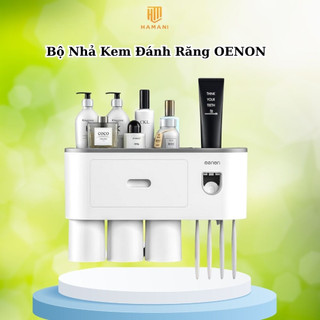 Bộ nhả kem đánh răng - Giá treo bàn chải đánh răng HAMANI kèm kệ để đồ nhà tắm