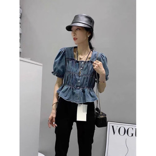 Áo denim chun bèo