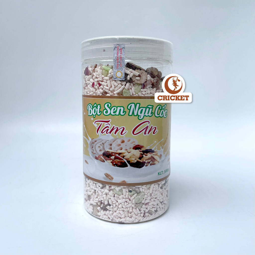 Bột củ sen hạt dinh dưỡng, bột sen mix hạt dưỡng nhan ăn kiêng Tâm An hũ 500g - Đồ ăn vặt CricketFood