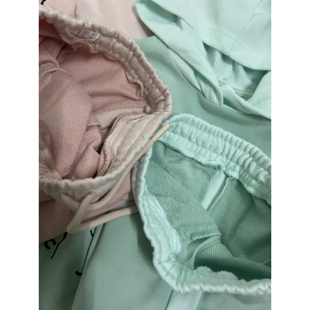 Bộ thu đông bé gái nỉ hoodie phối màu hình gấu cún